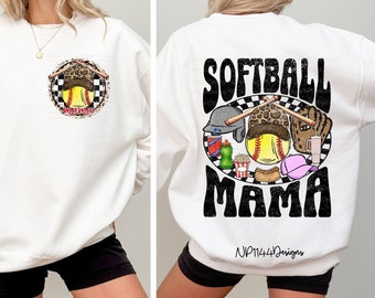 Softball Mama PNG: Retro Mom Sublimation Design (Digital Download)