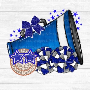 Cheer Design PNG, Blue, White and Black Team Spirit, Preppy Cheer Design, Cheerleader, Cheer Sublimation, Ready to Print, Instant Download