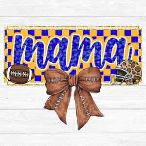 Football Mama PNG, koningsblauw en goud teamgeest, trendy, Leopard voetbalontwerp, Coquette Football, klaar om af te drukken, Instant Download