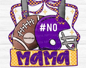 Football Mama PNG: Spirito di squadra viola e oro, design a sublimazione (download digitale)