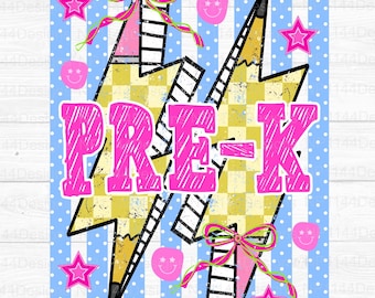 Striped School Grade PNG, Pre K png, Trendy Striped, Back to school, Girly school png, First day of school, Instant Download
