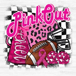 Pink Out PNG: Breast Cancer Awareness, Pink Football, Sublimation Design (Digital Download)