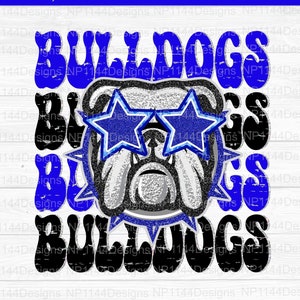Bulldogs Preppy Mascot PNG: Blue Team Spirit, School Mascot, Sublimation Design (Digital Download)