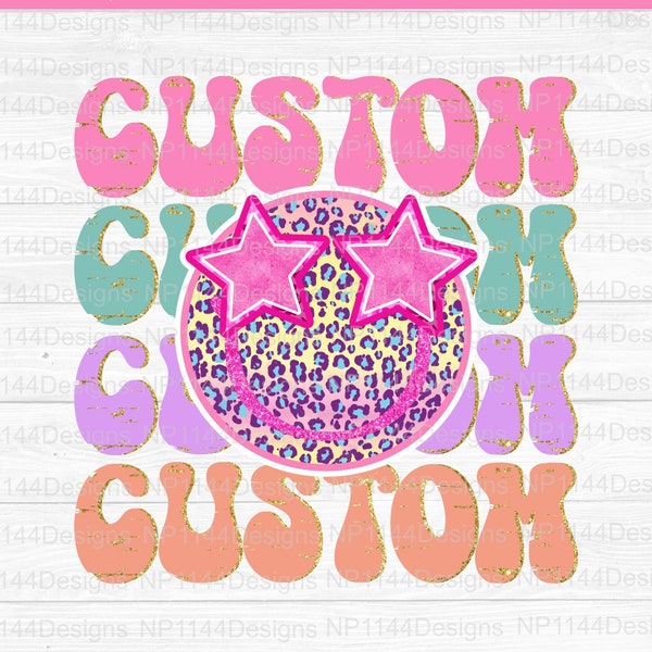 Custom School Mascot PNG, Preppy Mascot Sublimation Designs, Pastel Leopard Smiley, Team Star Eyes, Back to School, Instant Download