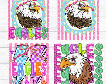 Striped School Spirit PNG, Eagles school mascot bundle png, Preppy School Spirit png, Neon mascot png, Girly png, Instant Download