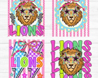 Striped School Spirit PNG, Lions school mascot bundle png, Preppy School Spirit png, Neon School Spirit png, Girly png, Instant Download