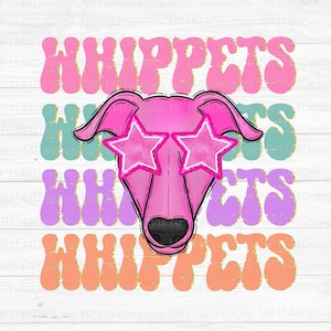 Whippets Preppy Mascot PNG, Pink Mascot Sublimation Design, School Mascot, Pink Star Eyes, Ready to Print, Instant Download