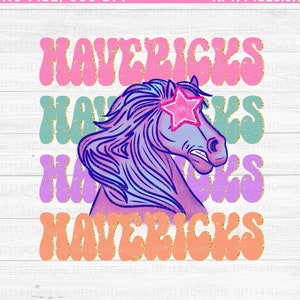 Mavericks Preppy Mascot PNG, Pink Mascot Sublimation Design, Groovy, Stacked, Pastel, Ready to Print, Instant Download