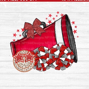 Cheer Design PNG, Red, White and Black Team Spirit, Preppy Cheer Design, Red Cheerleader, Sublimation, Ready to Print, Instant Download