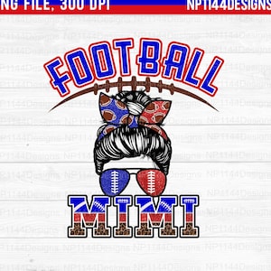 Voetbal MIMI PNG, blauwe en rode teamgeest, voetbalsublimatieontwerp, rommelig broodje, voetbalmoeder, klaar om af te drukken, Instant Download