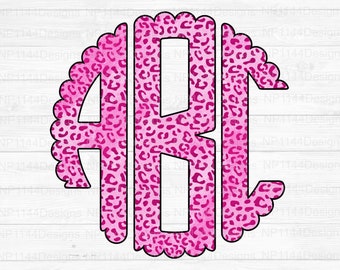 Monogram Leopard Black Leopard Monogram Letters PNG, Scallop Monogram, Circle Monogram ...