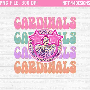 Cardinals Preppy Mascot PNG, Preppy smiley, Groovy Sublimation Design, School Mascots, Back to School, Ready to Print, Instant Download