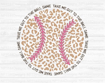 Leopard Baseball PNG, Take Me Out To The Ball Game, Pink Baseball Design (Digital Download)