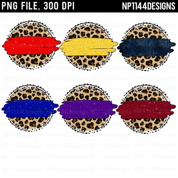 Leopard Circle Background Bundle PNG, Glitter Leopard print Frame/Background, Sublimation PNG Design, Sublimation Elements, Instant Download