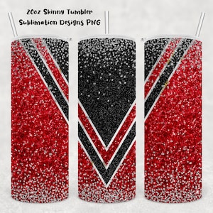 Black and Red Glitter 20oz Skinny Tumbler Sublimation, Digital Download Template, Straight and Tapered
