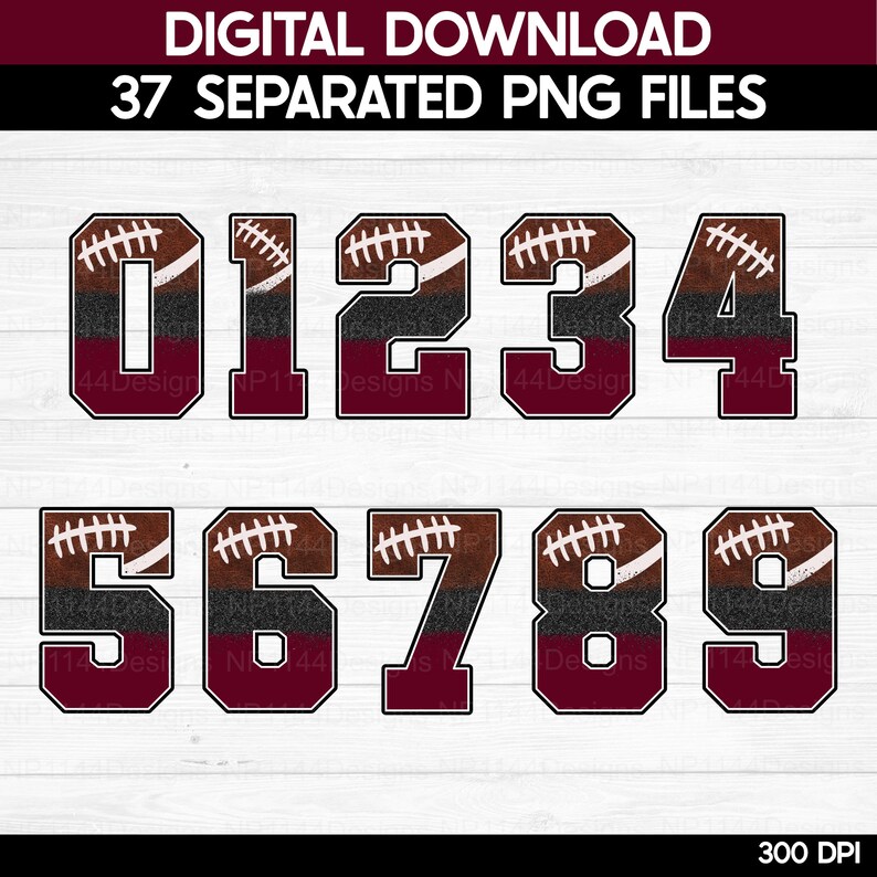 Football Alphabet PNG Bundle: Maroon and Black, Varsity Letters and ...
