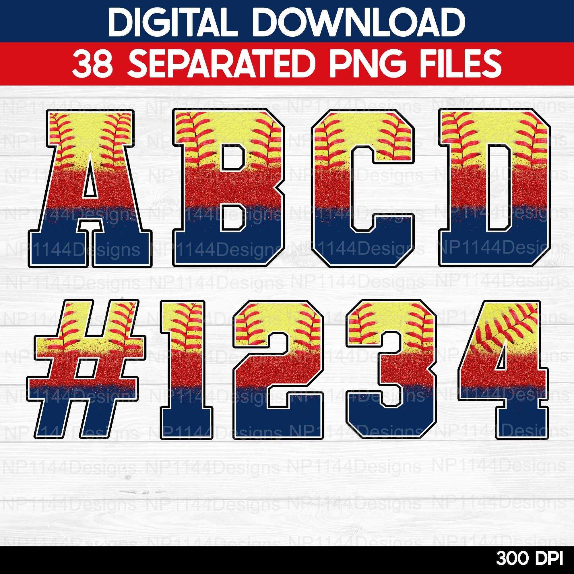 Varsity Softball Lettering Softball Alphabet Bundle PNG: Navy Blue and Red Varsity Letters ...