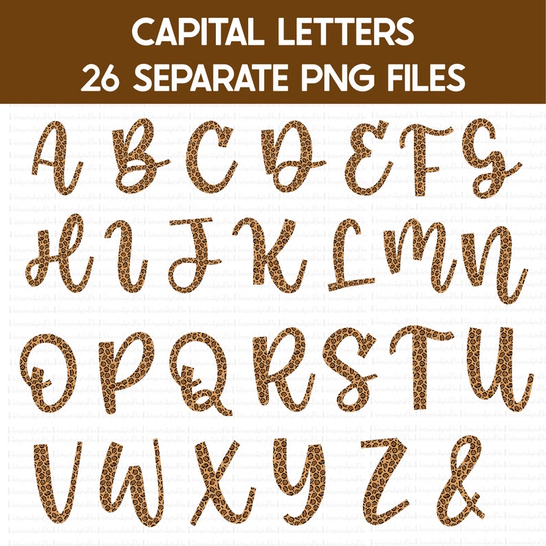 capital and small letters with sign leopard print alphabet etsy