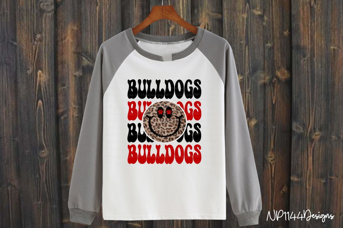 Bulldogs School Mascot Stacked PNG Black and Red Team Colors - Etsy