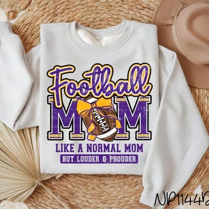 Football Mom PNG: Purple and Gold Team Spirit, Distressed, Sublimation Design (Digital Download) image 2