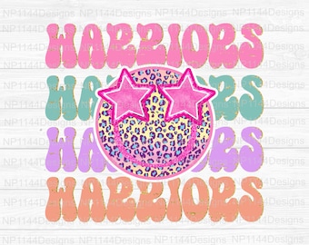 Warriors Preppy Mascot PNG: Leopard Smiley Sublimation Design (Digital Download)