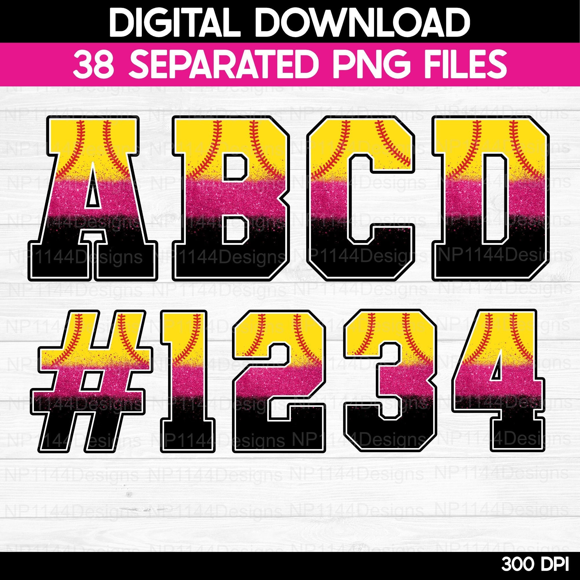 Varsity Softball Lettering Softball Alphabet PNG: Pink & Black Varsity Letters (digital Download ...