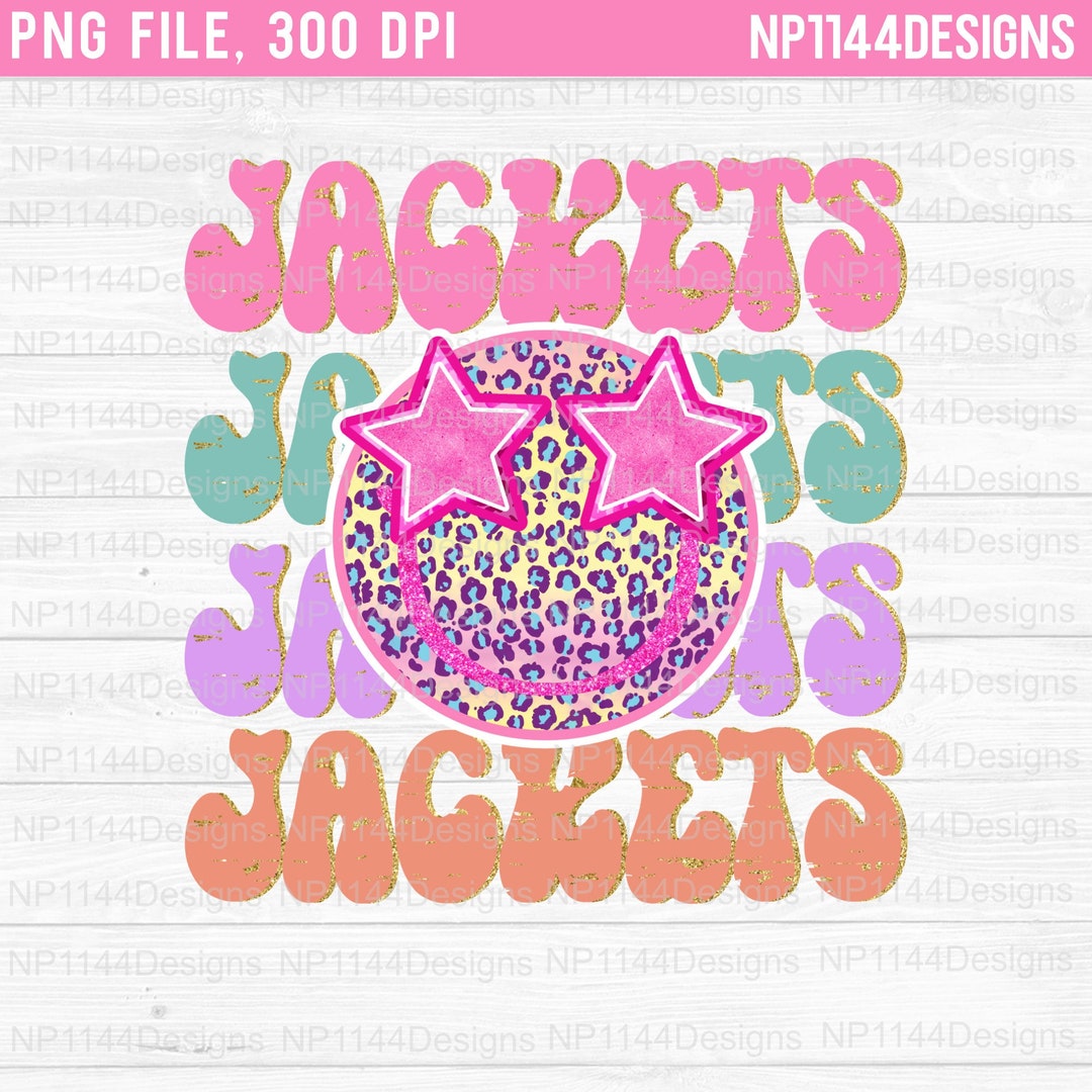 Jackets Preppy Mascot PNG, Preppy Smiley Sublimation Design, Pink Out
