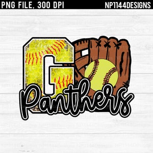 Go Panthers Softball PNG, Leopard Softball Sublimation Design, Softball PNG, Softball School Mascot, Ready to Print, Instant Download