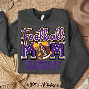 Football Mom PNG: Purple and Gold Team Spirit, Distressed, Sublimation Design (Digital Download) image 4