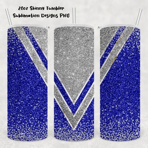 Blau Silber Glitter 20 Unzen Skinny Tumbler Sublimation, digitaler Download Vorlage, gerade und konisch
