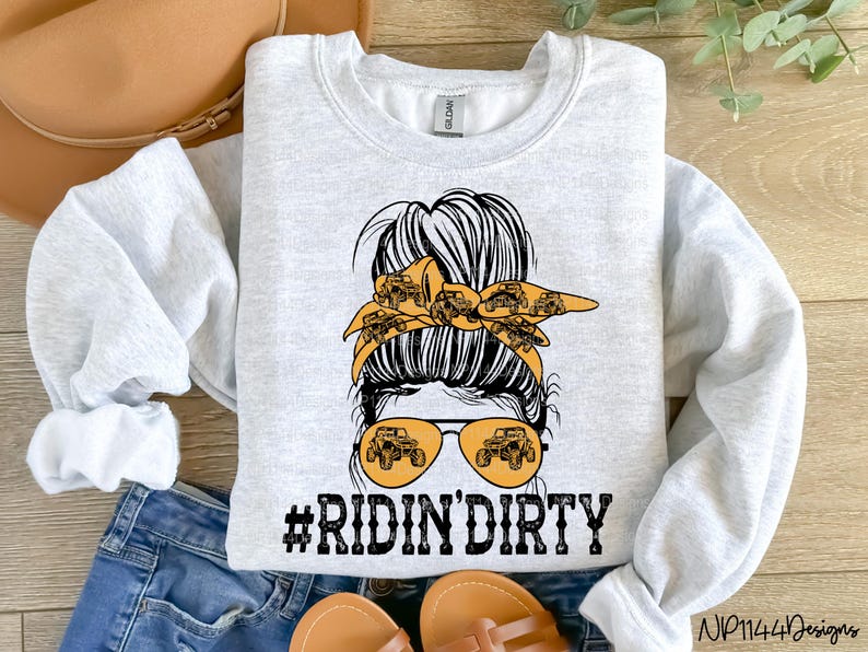 Ridin Graphics Ridin' Dirty Messy Bun PNG, Sublimation Design Download, DTG Printing ...