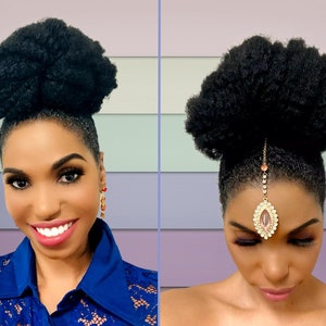 Cristoli Kinky Natural Hair Bunette Size XL for Type 4B 4C Bun Afro Texture Bun Hairstyles