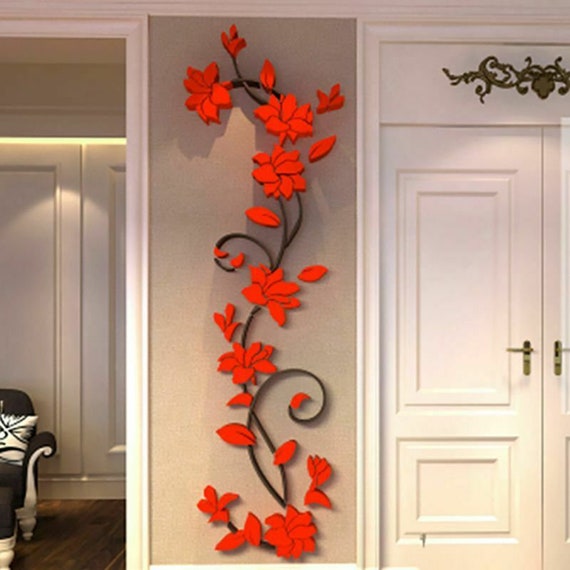 3D DIY Mirror Flower Art Removable Wall Sticker Acrylic Mural Decal Home  Decor