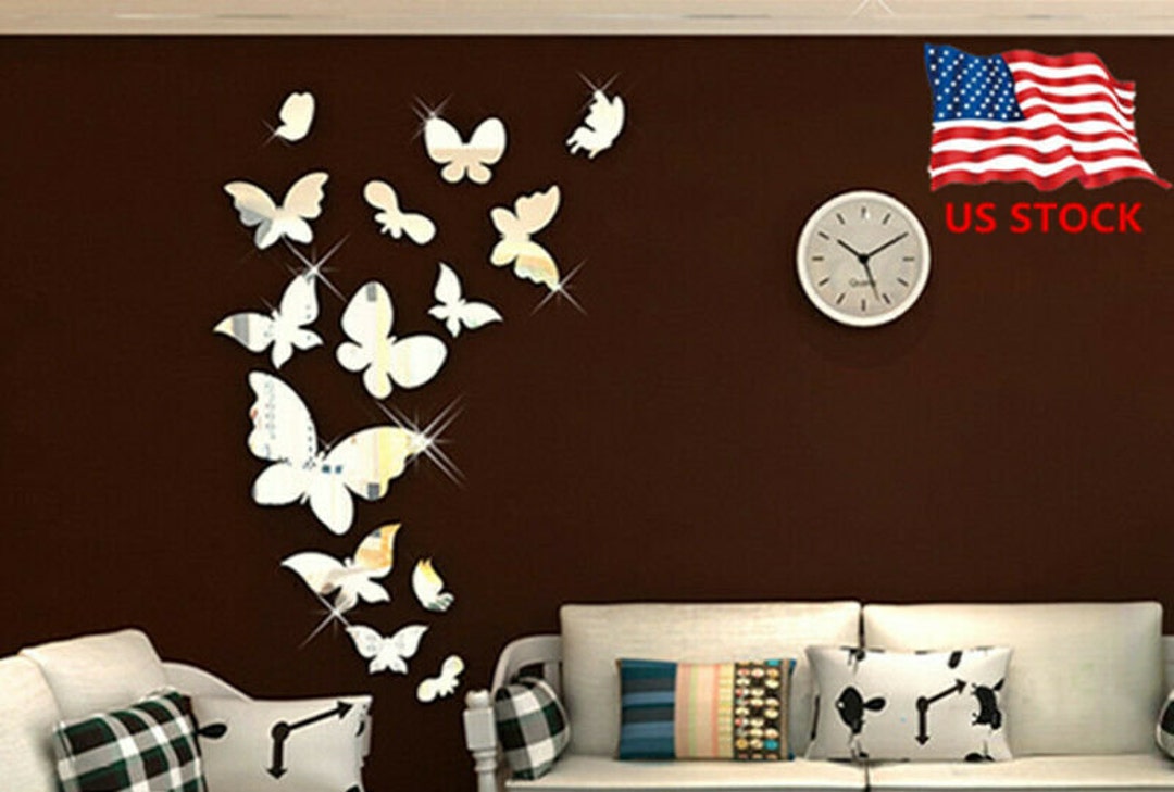Cover-Discount 24 pcs Sticker mural Papillons 3D Déco