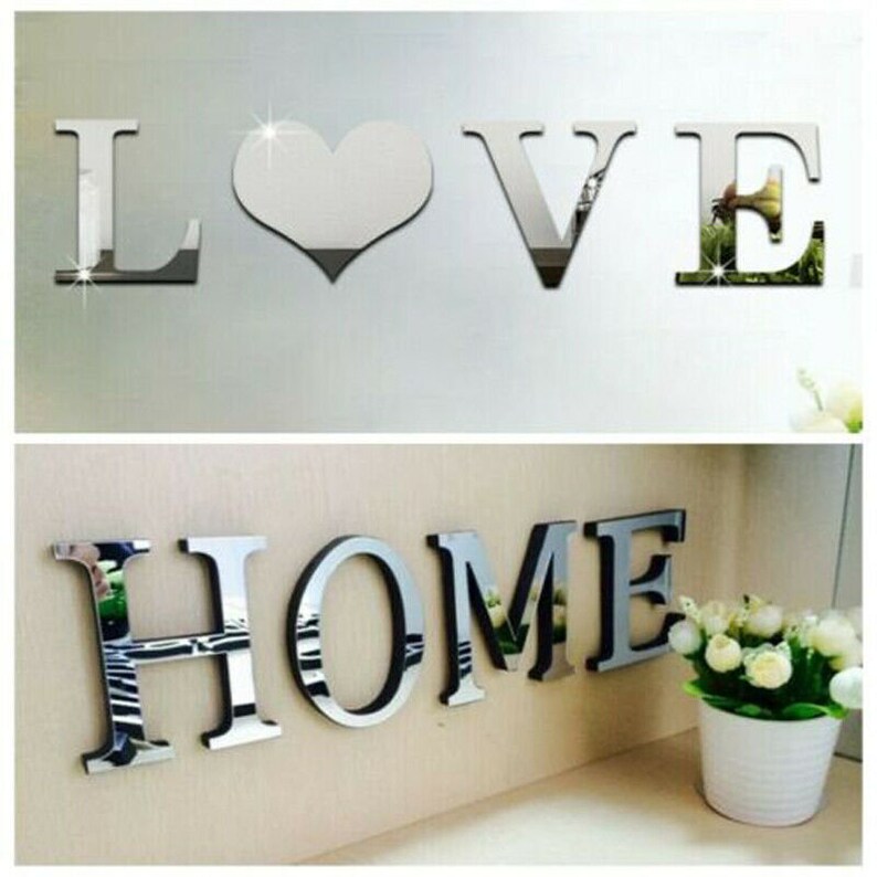 Mirror Wall Sticker Love/home Letters Wall Decor Good Art Etsy