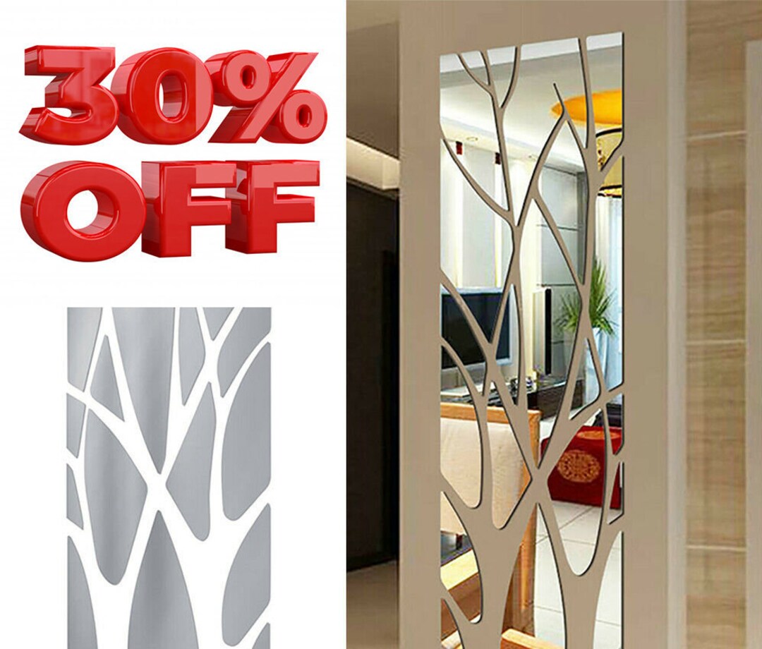 EEEKit Tree Branches 3D Mirror Wall Sticker, Self Adhesive Removable  Acrylic Mirror Wall Stickers Decal, Art Mural Stick for Home Living Room  Bedroom