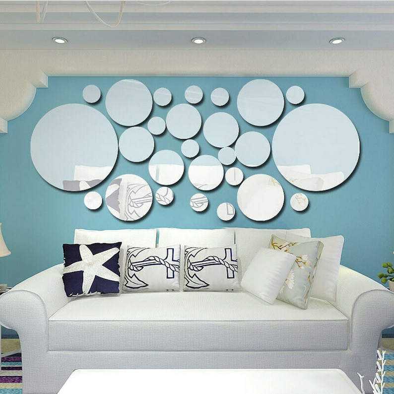 26pcs Mirror Circle Wall Sticker Set Round Acrylic Mirror Wall Etsy