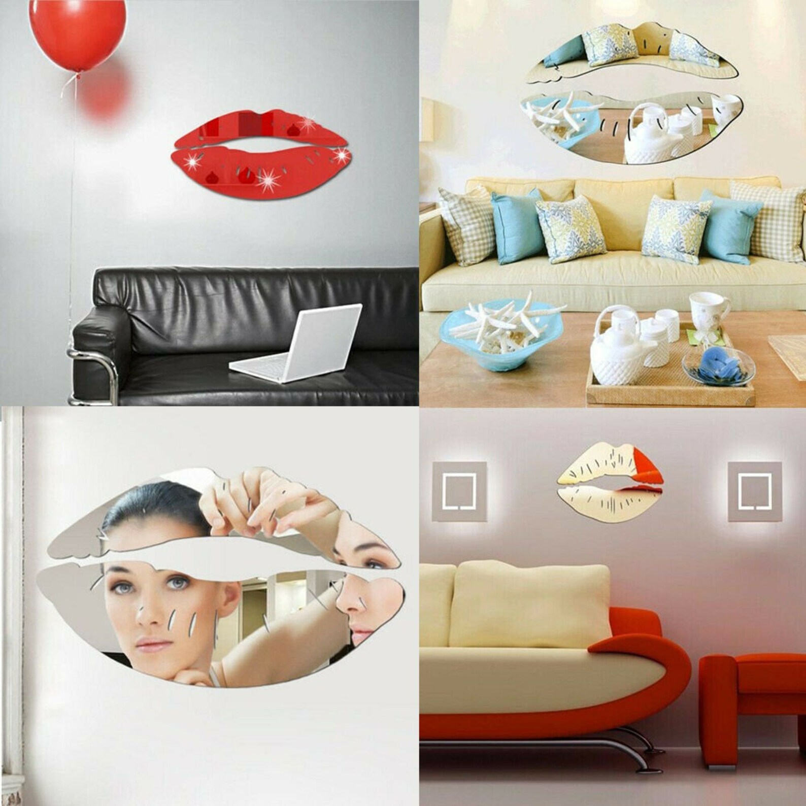 Novelty 3D Wall Sticker Lip Mirror Wall Stickers Decals Modern | Etsy