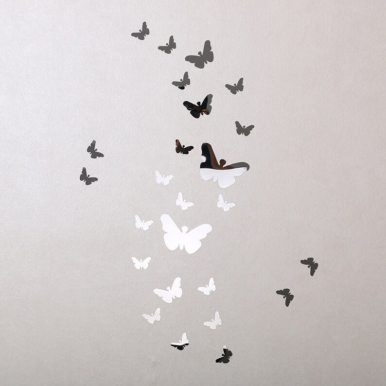 20 PCS Butterfly Mirror Wall Stickers Wall Decoration Acrylic Etsy