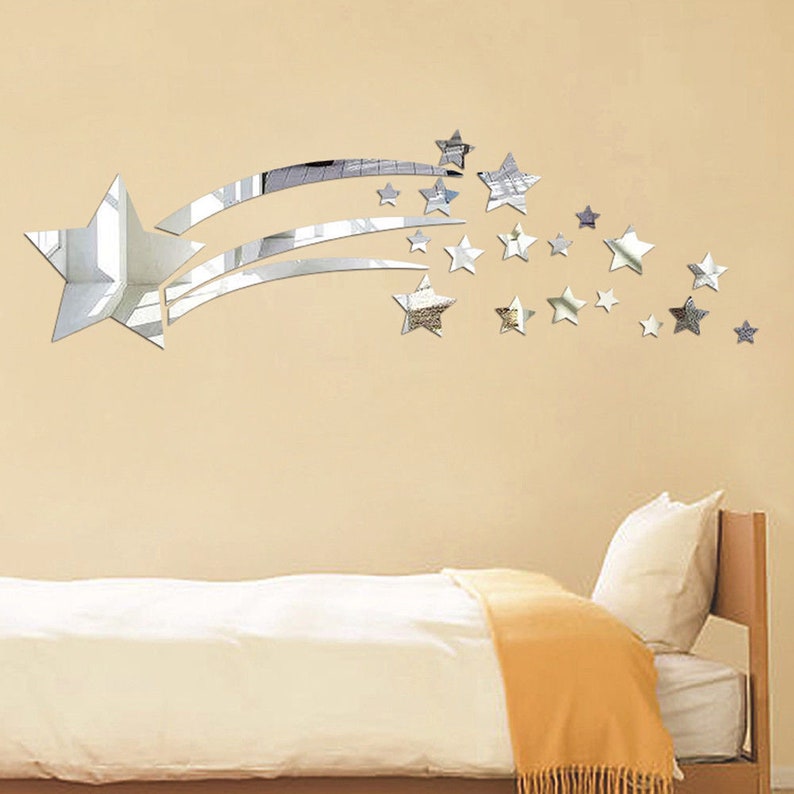 3D Mirror Star Decal Art Mural Acrylic Wall Sticker Home DIY Etsy