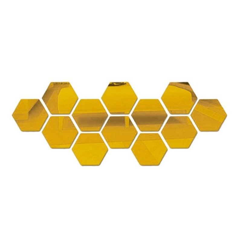 12 Pcs/set Hexagon Mirror Wall Stickers 3D Acrylic Mirrored Etsy