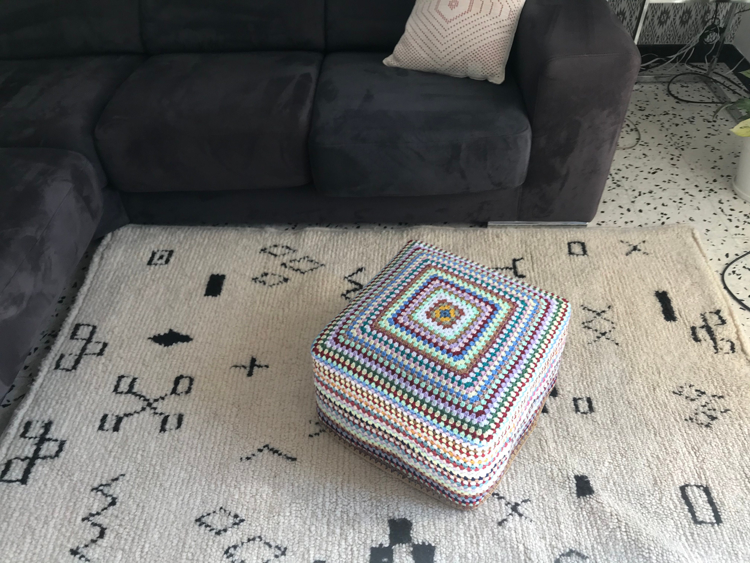 Housse de Pouf Style Vintage