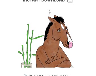 BoJack Sticker | Sad Horse PNG | Digital Sticker for GoodNotes | Pop Culture Fan Art | Printable Planner Sticker | Existential Mood