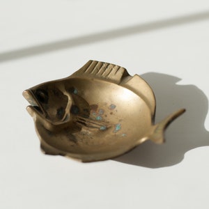 Vintage Brass Fish Trinket Dish // Ashtray