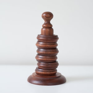 Wooden Napkin Ring Set with Holder