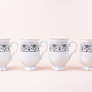 Black & White Fine China Vintage Mugs