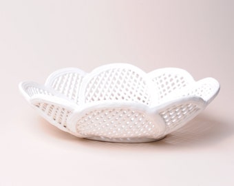 White Ceramic Scalloped Bowl