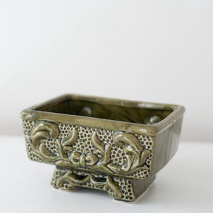 Olive Green Ornate Pedestal Planter