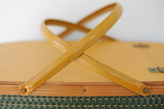 Metal & Wicker Retro Picnic Basket - image 4