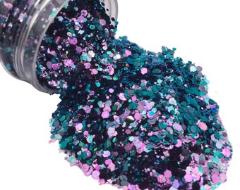 SEA WITCH Color Shift Chunky Glitter Mix, Loose Glitter, Polyester Glitter, Solvent Resistant, Premium Quality Glitter 1oz Resealable Bag